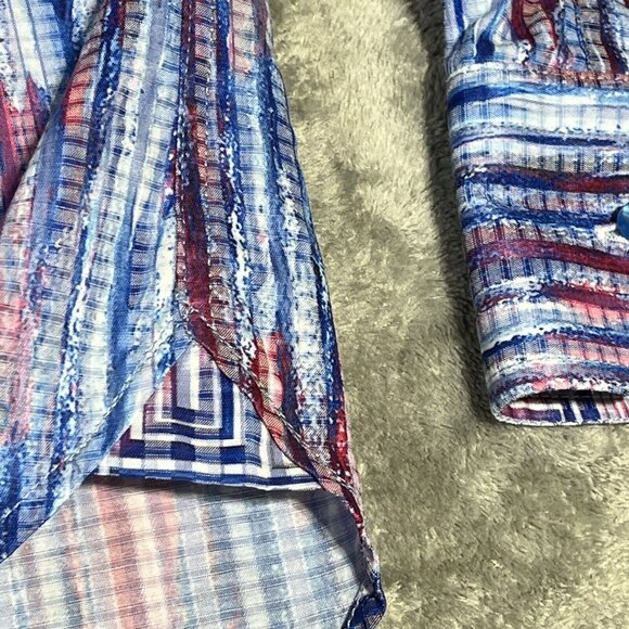 Luchiano Visconti Shirt Mens Med Blue Pattern Long Sleeve Button Up Casual Sport - Picture 14 of 16